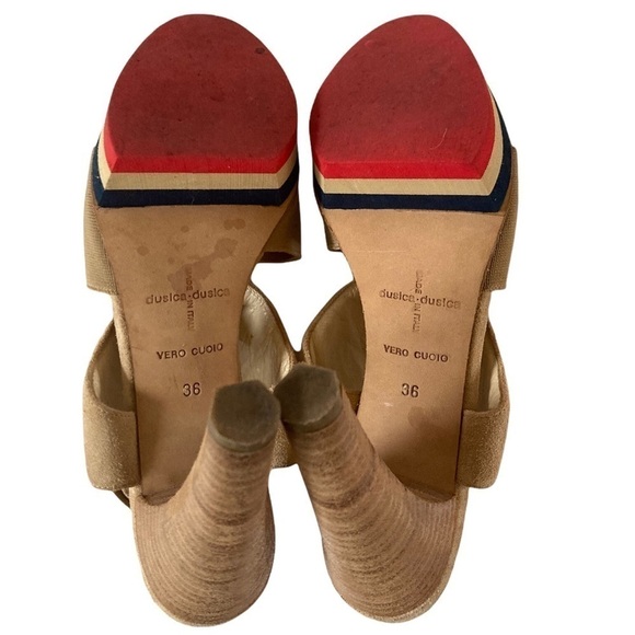 Dusica Dusica Suede Sandals Tri color Platform High Heels Made in Italy - Picture 7 of 10